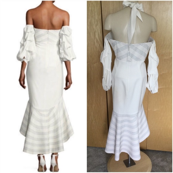 Zuki Off-The-Shoulder Flounce Hem Silk Dre… - Picture 5 of 11